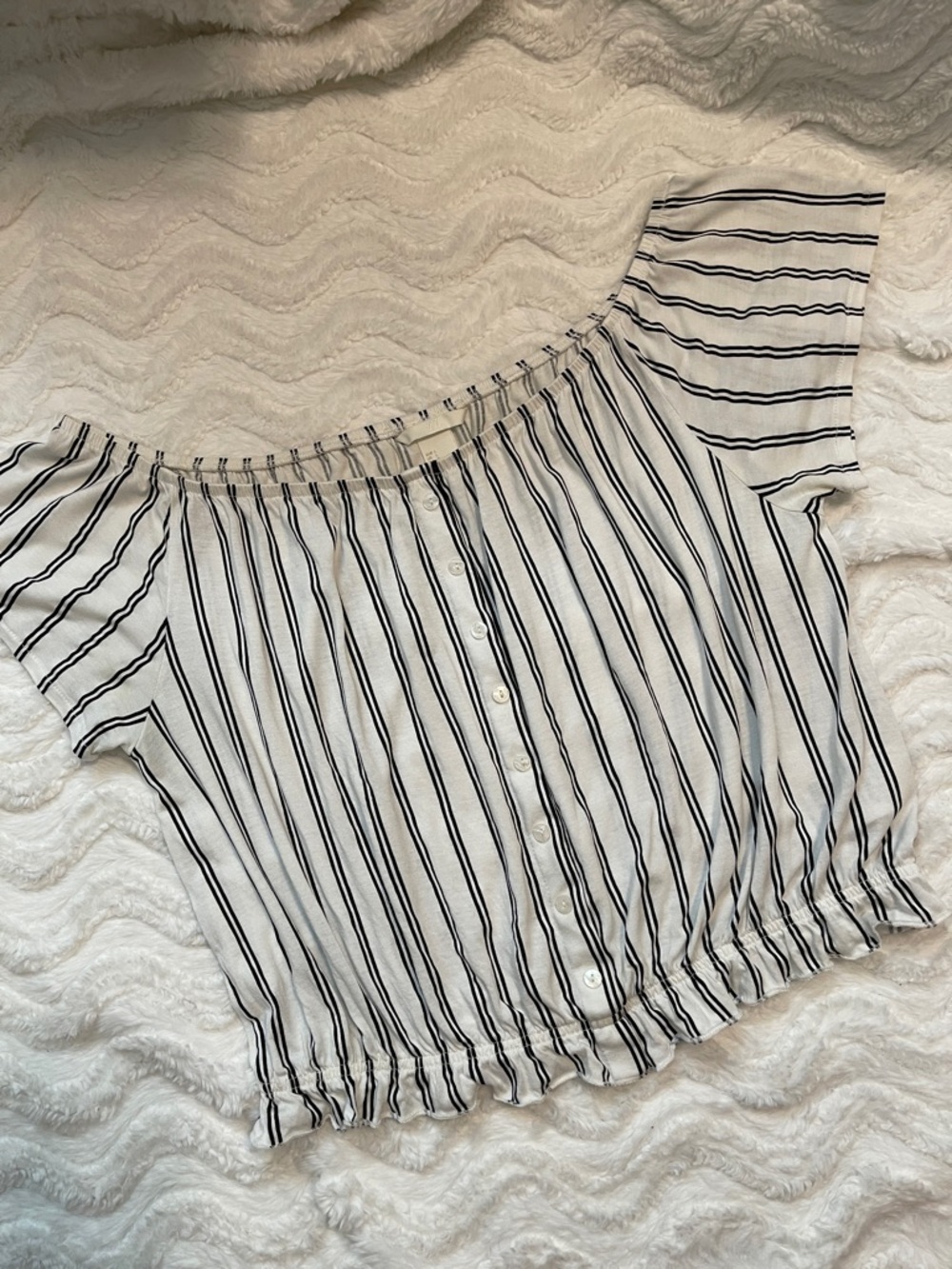H&M On/Off Shoulder Striped Top B&W